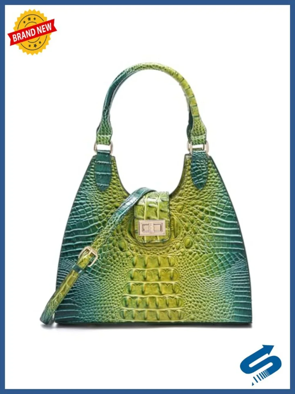 Ladies Tote Leather Bags for Women Crocodile Embossed Zipper Satchel Purse